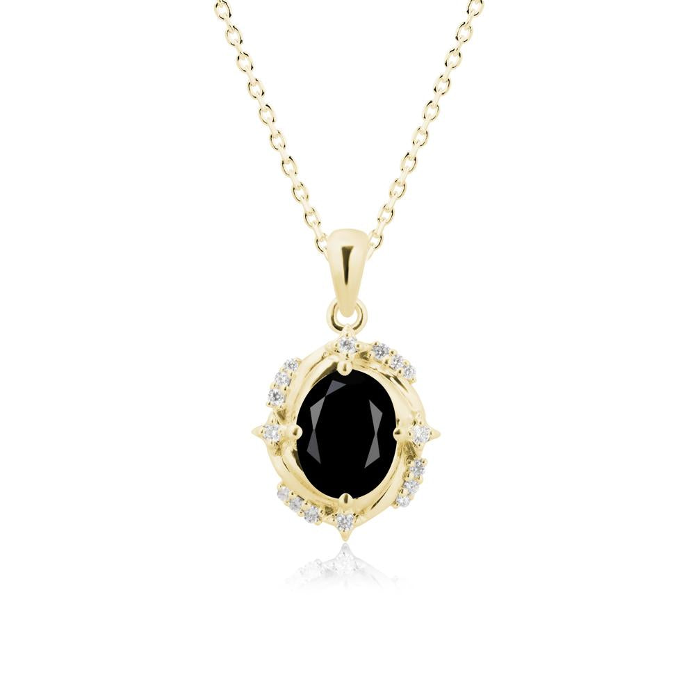 Celestial Style Oval Black Spinel Necklace - LUO Jewelry #metal_18k yellow gold