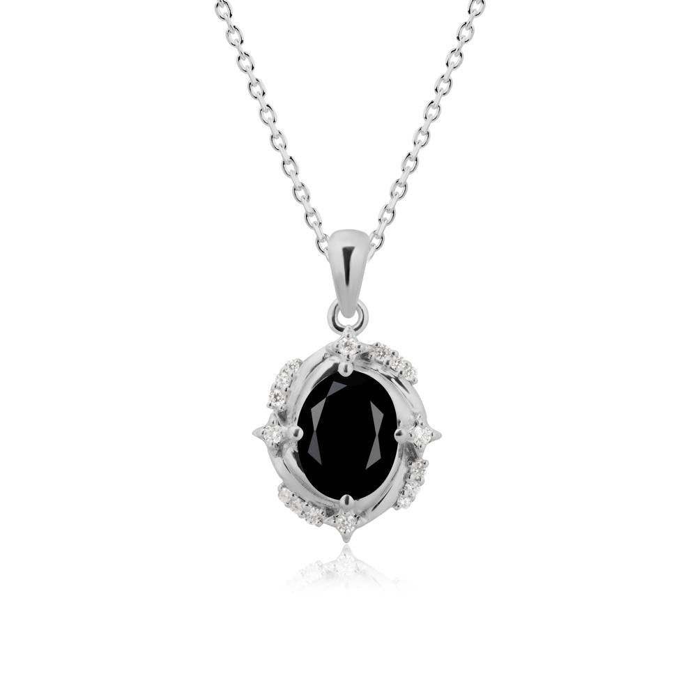 Celestial Style Oval Black Spinel Necklace - LUO Jewelry #metal_platinum