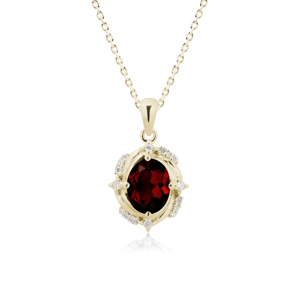 Celestial Style Oval Garnet Necklace - LUO Jewelry #metal_14k yellow gold