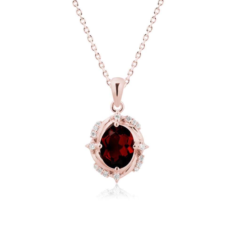Celestial Style Oval Garnet Necklace - LUO Jewelry #metal_18k rose gold