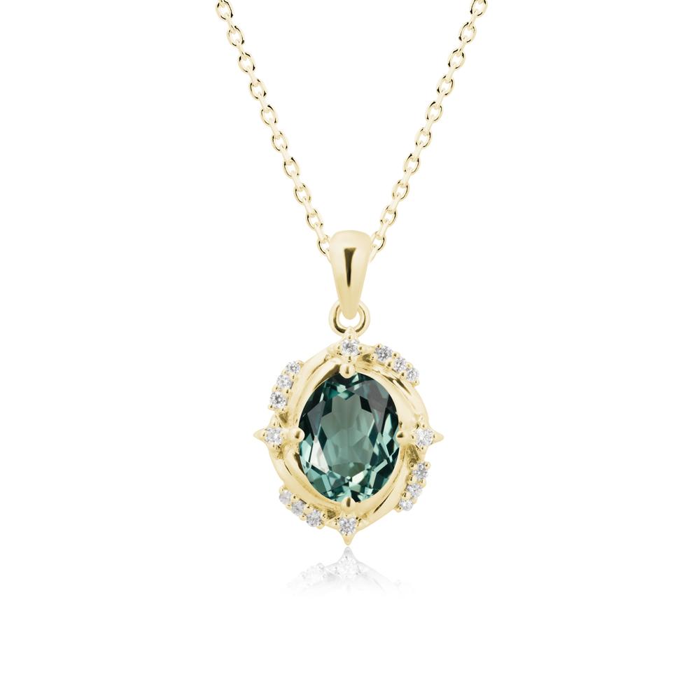 Oval Green Sapphire Shooting Star Pendant Necklace - LUO Jewelry #metal_18k yellow gold