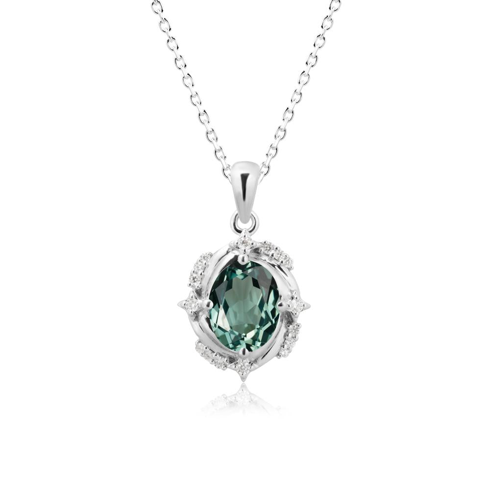 Oval Green Sapphire Shooting Star Pendant Necklace - LUO Jewelry #metal_sterling silver