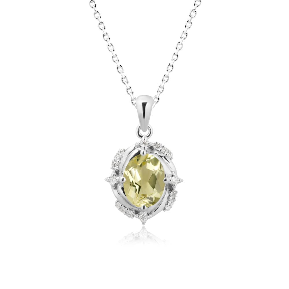 Celestial Style Oval Lemon Quartz Necklace - LUO Jewelry #metal_18k white gold