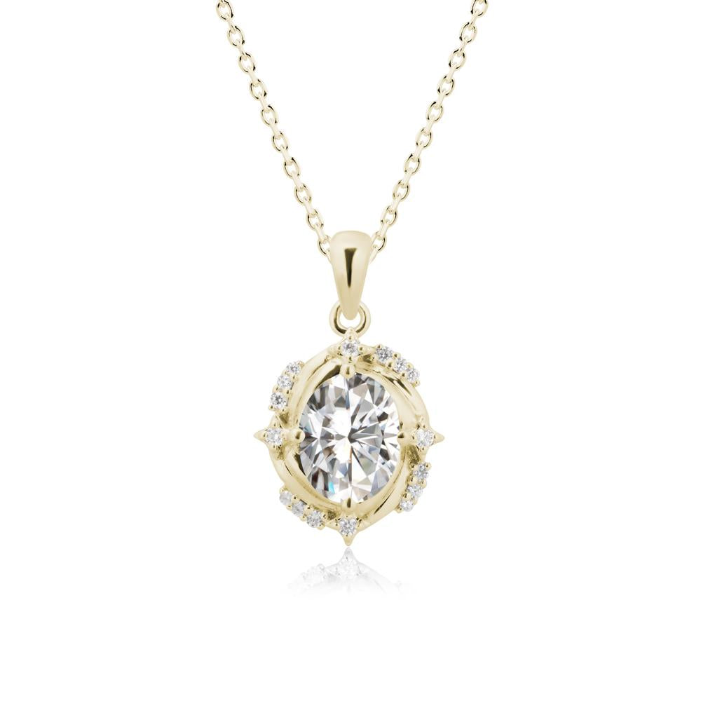 Oval Moissanite Shooting Star Pendant Necklace - LUO Jewelry #metal_14k yellow gold