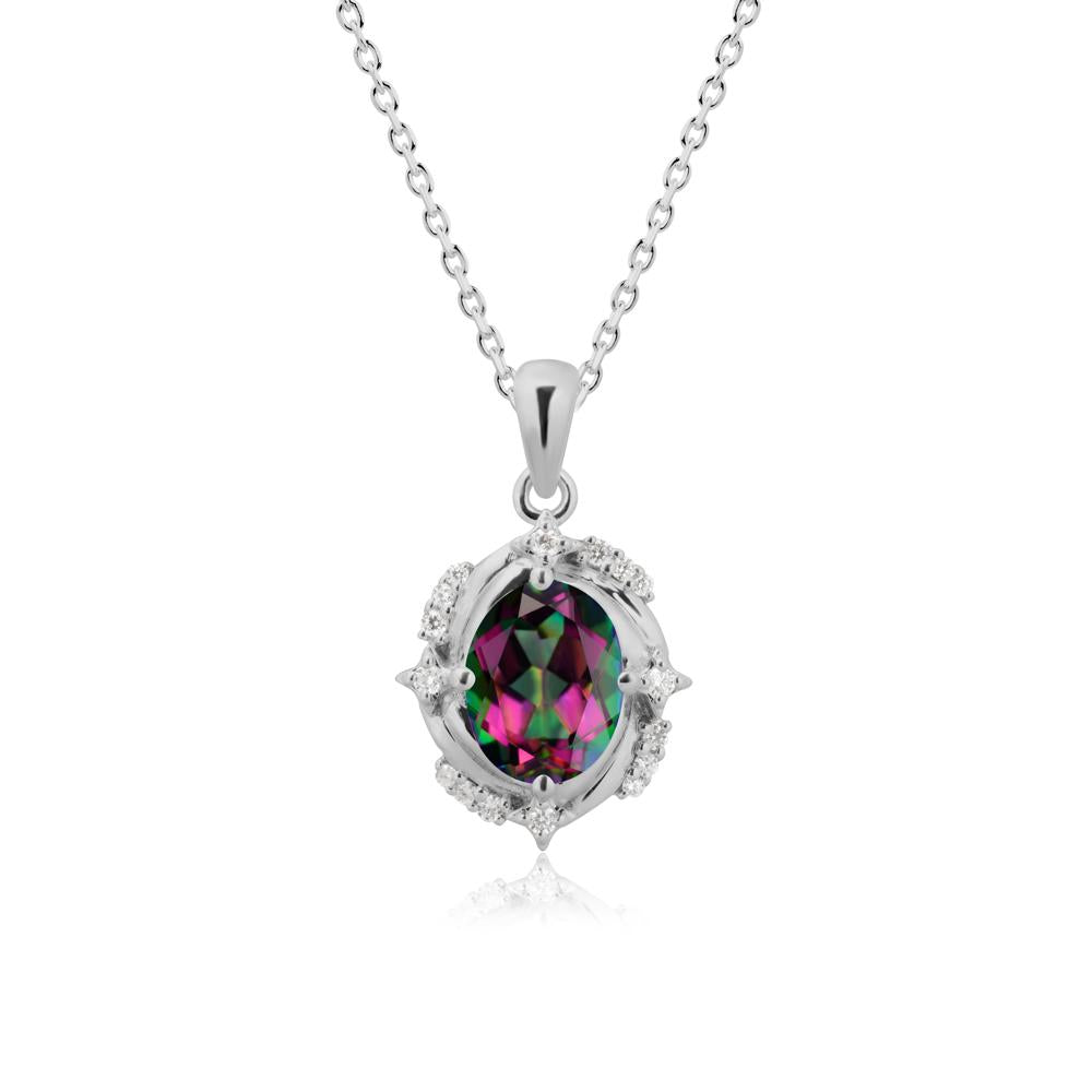 Oval Mystic Topaz Shooting Star Pendant Necklace - LUO Jewelry #metal_platinum