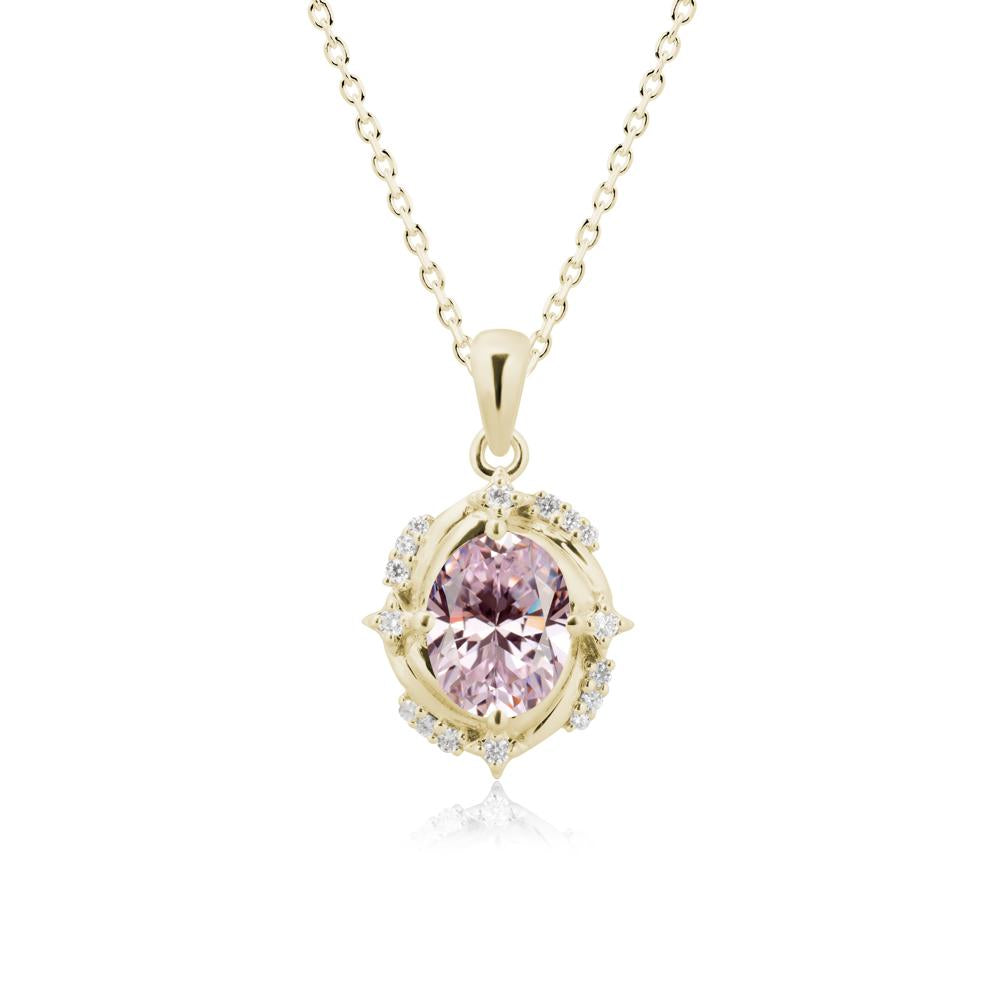Celestial Style Oval Pink Cubic Zirconia Necklace - LUO Jewelry #metal_14k yellow gold
