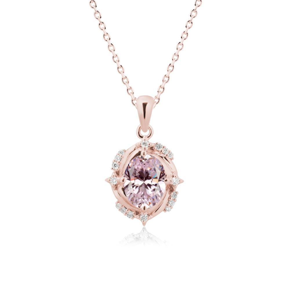 Celestial Style Oval Pink Cubic Zirconia Necklace - LUO Jewelry #metal_18k rose gold