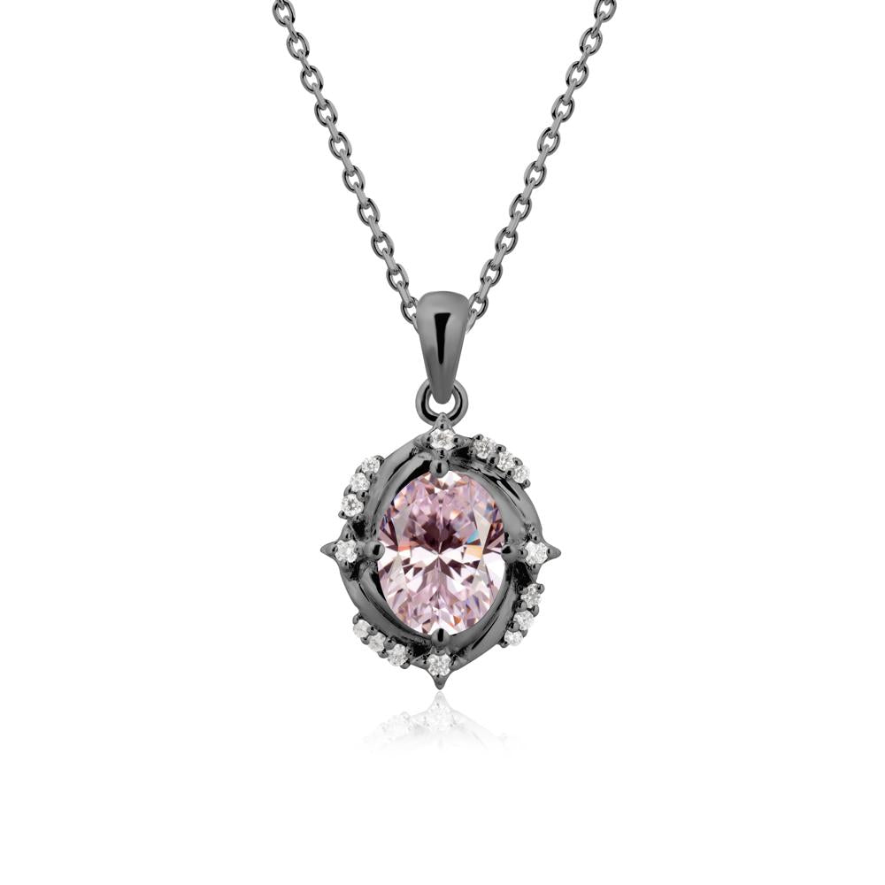Celestial Style Oval Pink Cubic Zirconia Necklace - LUO Jewelry #metal_black finish sterling silver