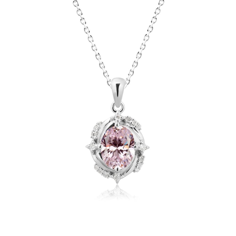 Celestial Style Oval Pink Cubic Zirconia Necklace - LUO Jewelry #metal_sterling silver
