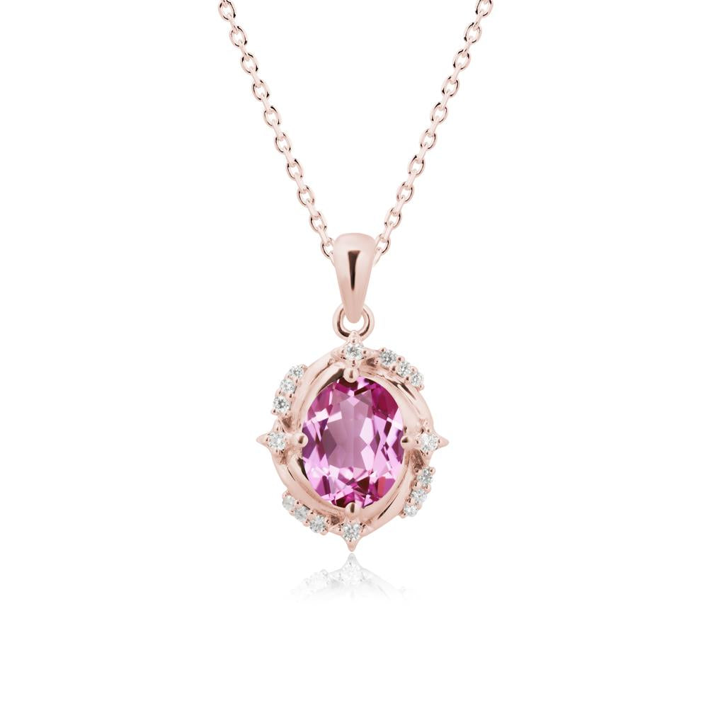 Celestial Style Oval Pink Sapphire Necklace - LUO Jewelry #metal_18k rose gold