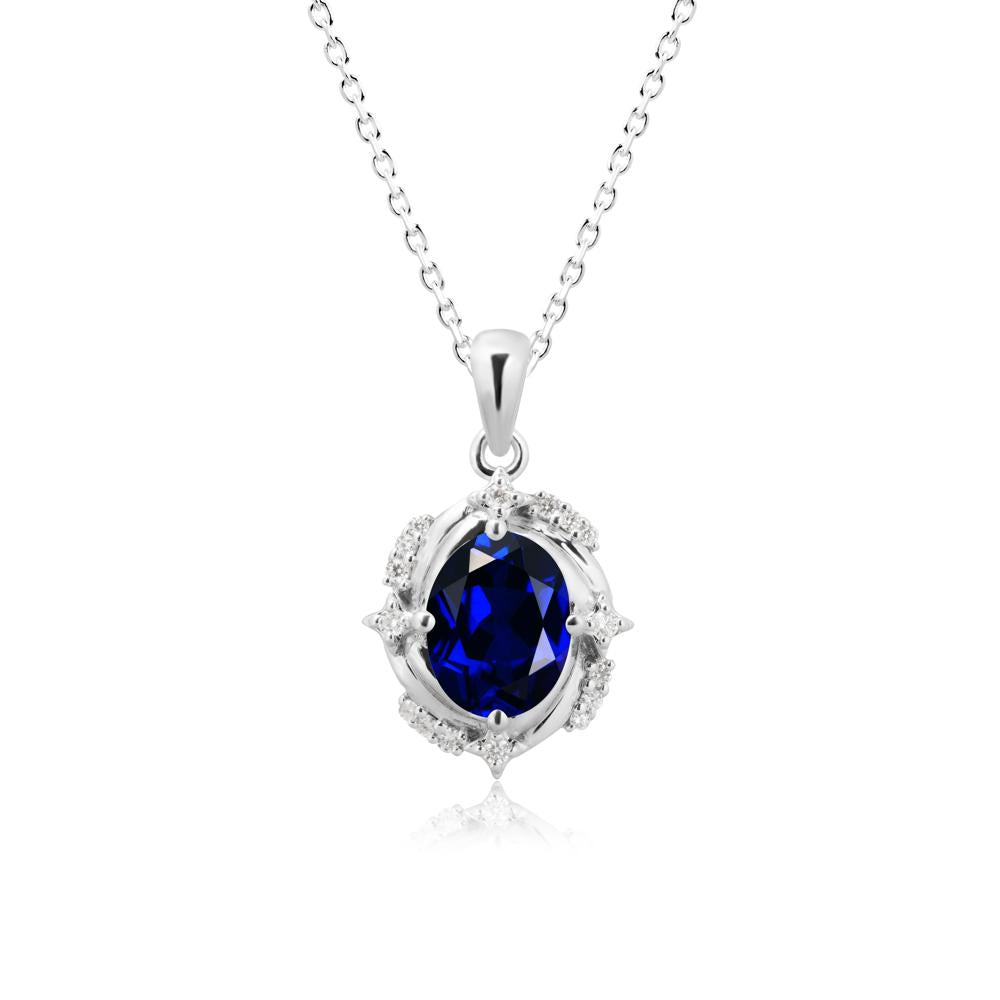 Oval Sapphire Shooting Star Pendant Necklace - LUO Jewelry #metal_sterling silver