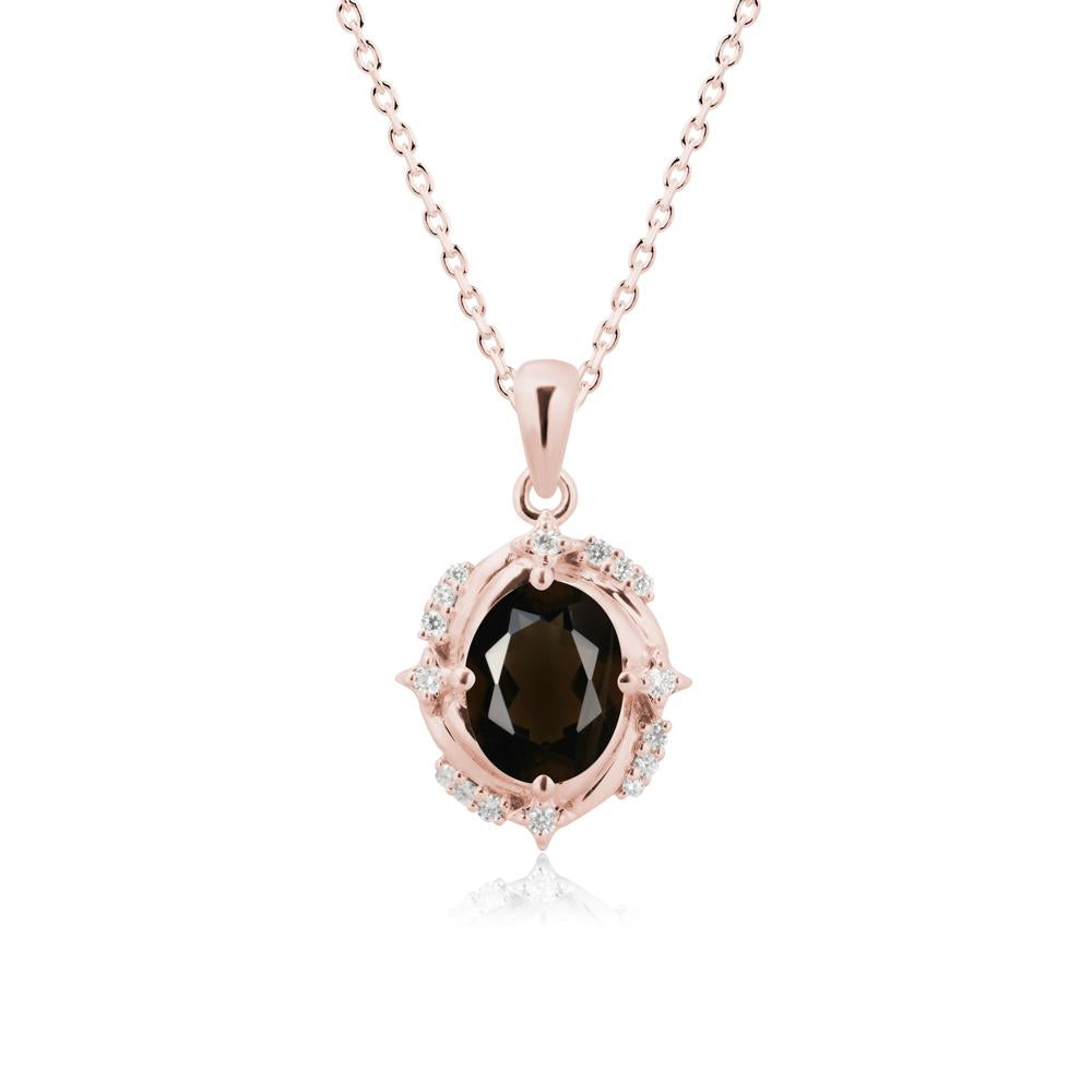 Celestial Style Oval Smoky Quartz Necklace - LUO Jewelry #metal_18k rose gold