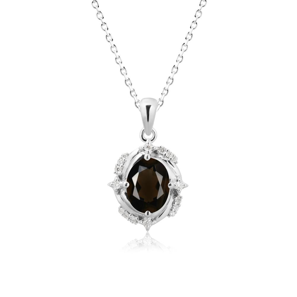 Celestial Style Oval Smoky Quartz Necklace - LUO Jewelry #metal_sterling silver