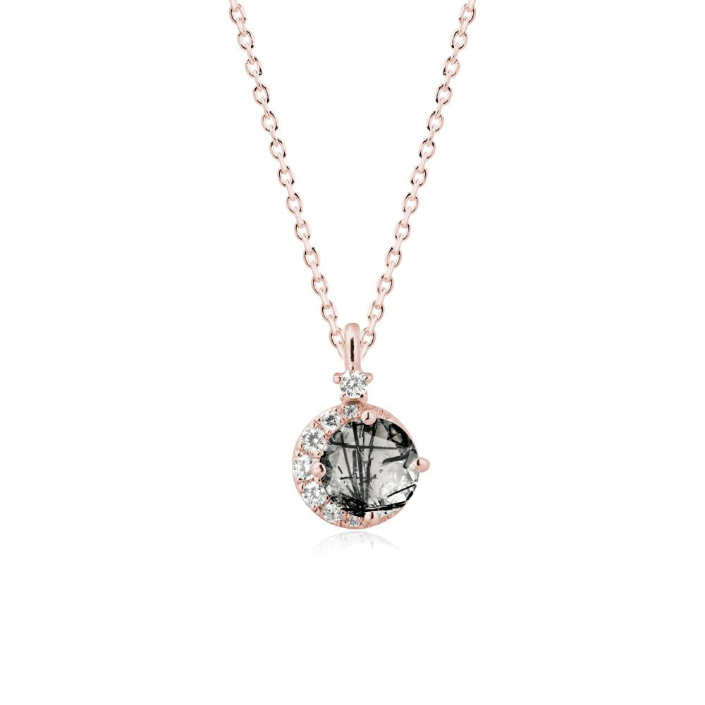 Celestial Black Rutilated Quartz Necklace - LUO Jewelry #metal_18k rose gold