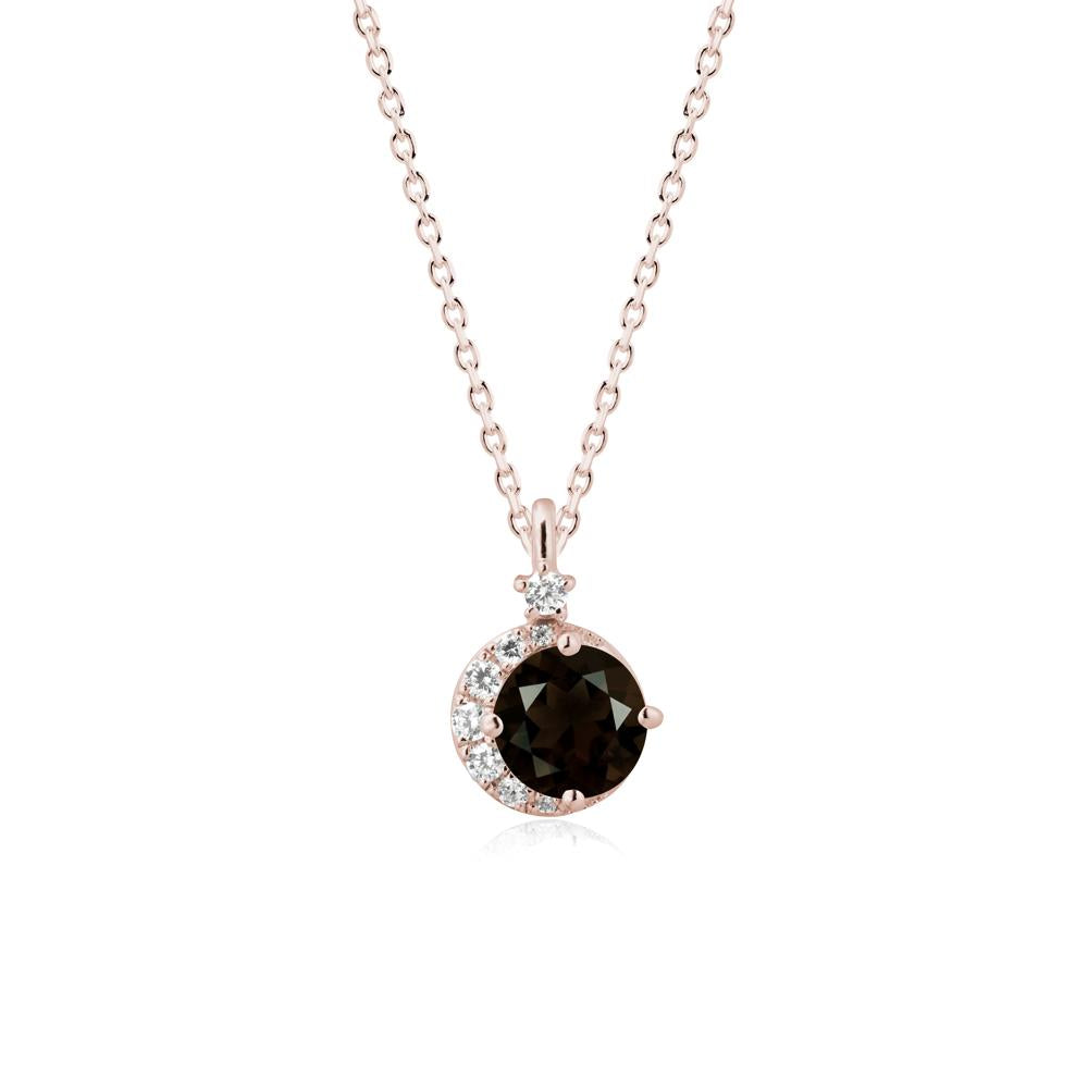 Round Smoky Quartz Crescent Pendant Necklace - LUO Jewelry #metal_14k rose gold