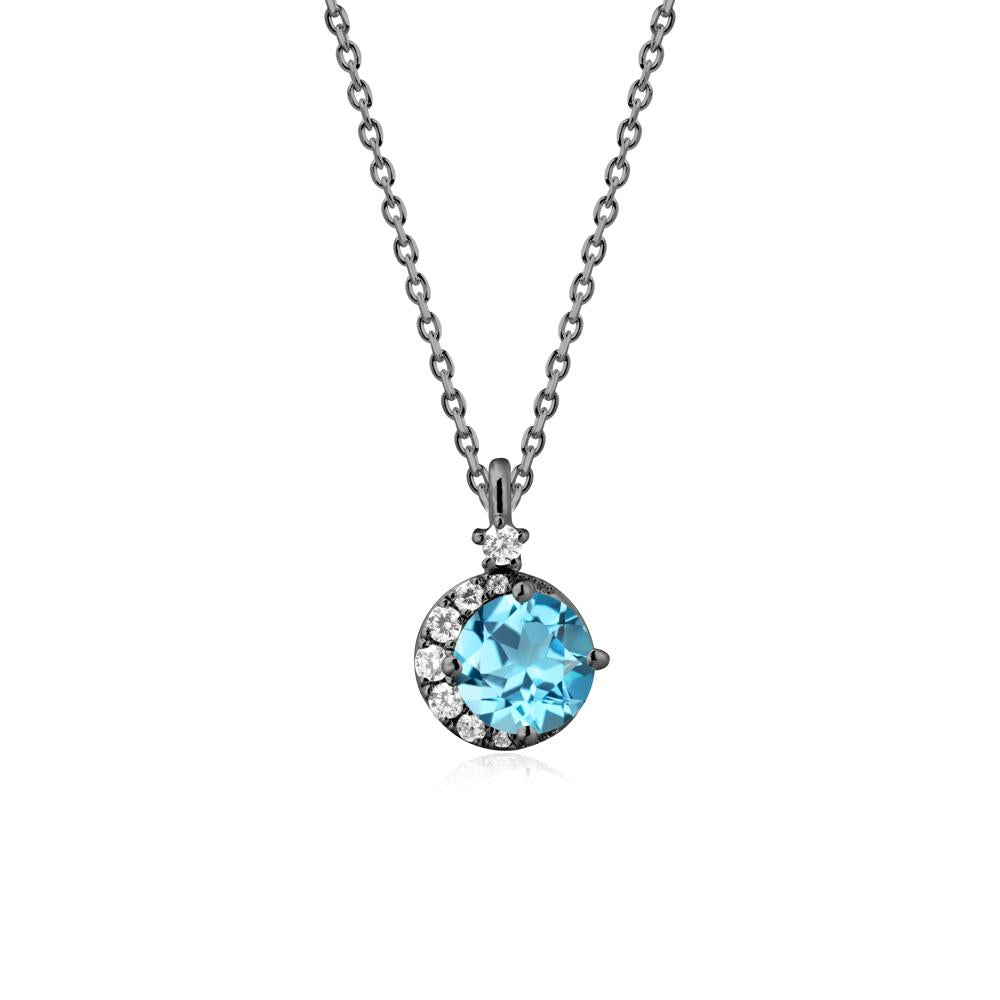 Celestial Swiss Blue Topaz Necklace - LUO Jewelry #metal_black finish sterling silver
