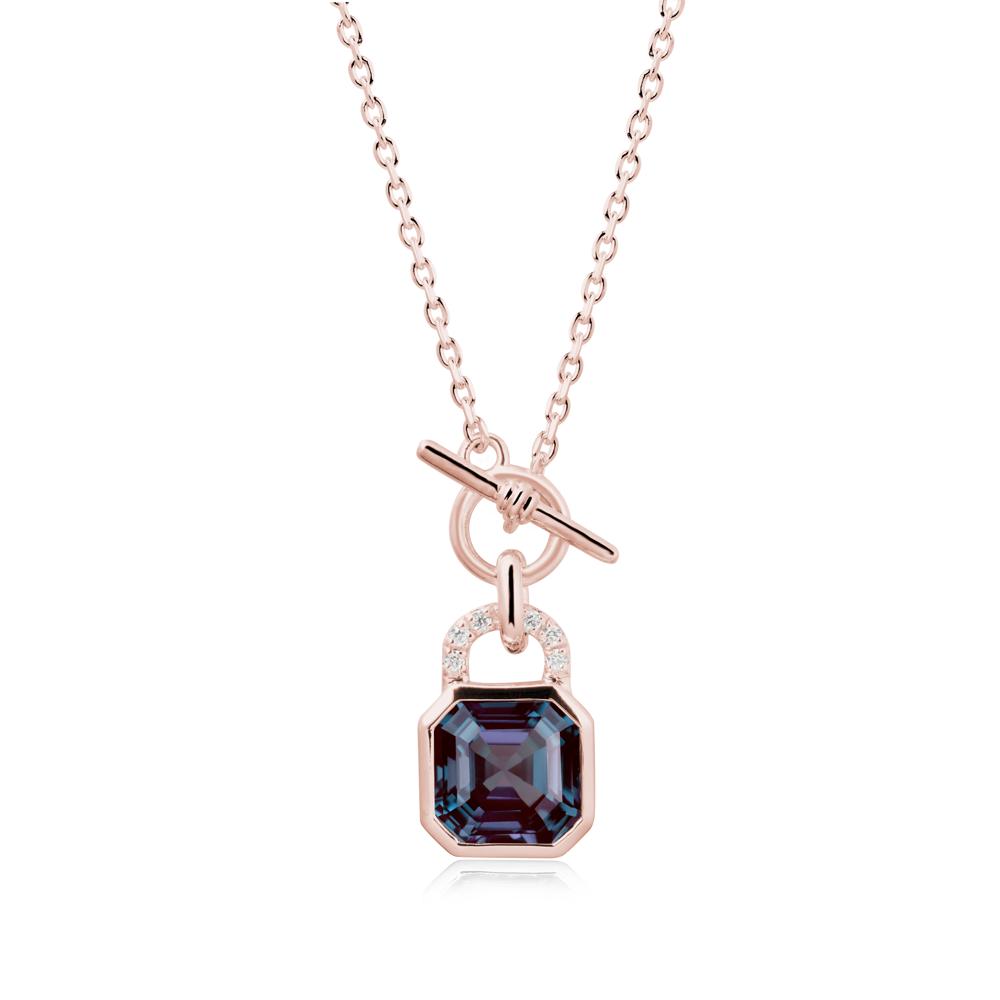 Bezel Alexandrite Toggle Necklace - LUO Jewelry #metal_18k rose gold