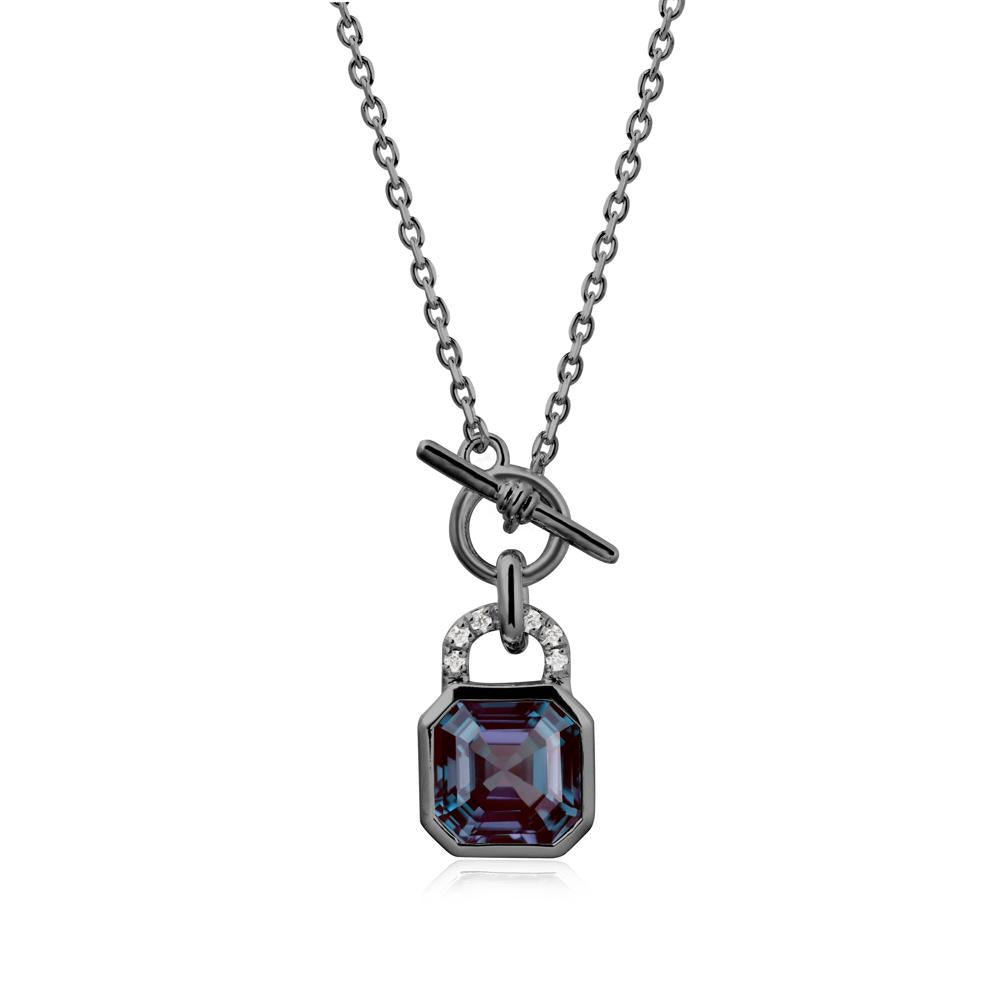 Bezel Alexandrite Toggle Necklace - LUO Jewelry #metal_black finish sterling silver