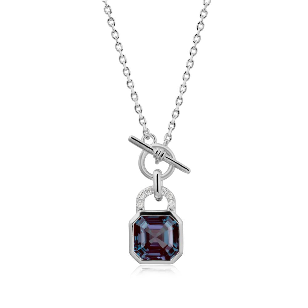 Bezel Alexandrite Toggle Necklace - LUO Jewelry #metal_platinum