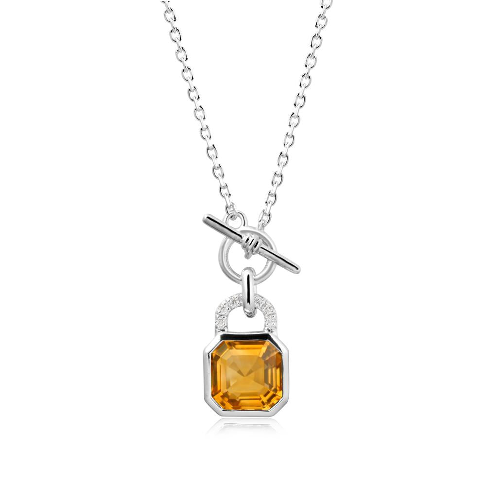 Citrine Lock Pendant Necklace with Openable Toggle - LUO Jewelry #metal_sterling silver