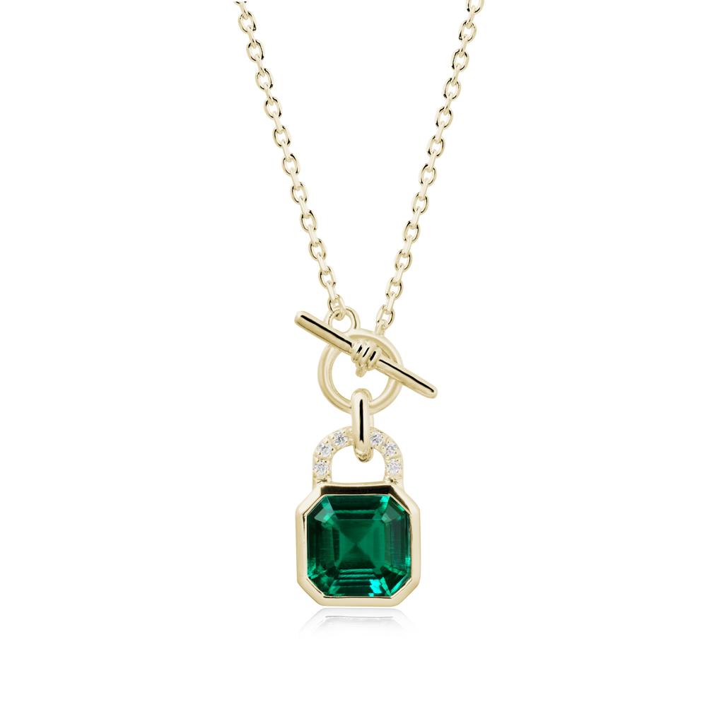 Openable Lock Emerald Pendant Necklace - LUO Jewelry #metal_14k yellow gold