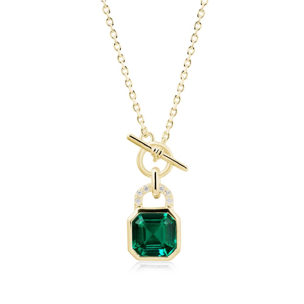 Openable Lock Emerald Pendant Necklace - LUO Jewelry #metal_18k yellow gold