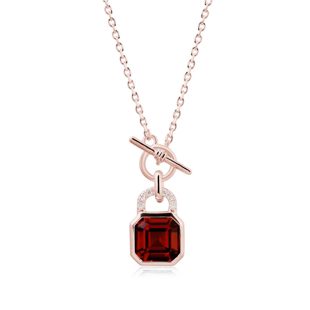 Asscher Cut Garnet Toggle Necklace - LUO Jewelry #metal_18k rose gold