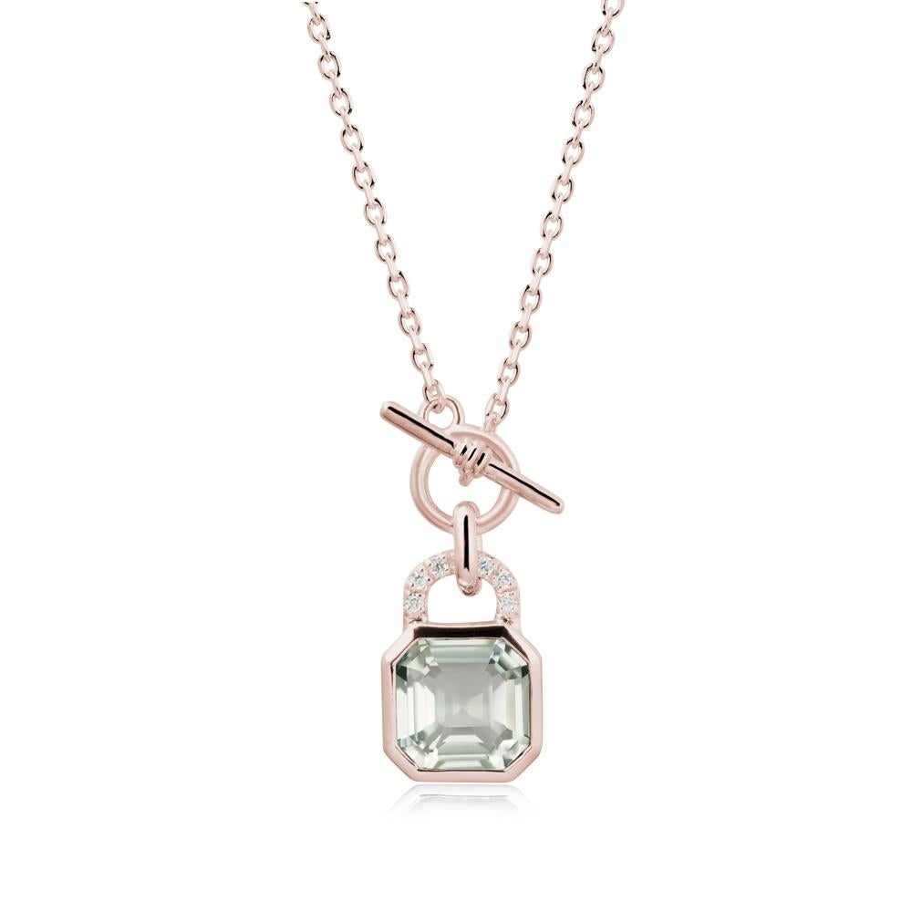 Bezel Green Amethyst Toggle Necklace - LUO Jewelry #metal_14k rose gold