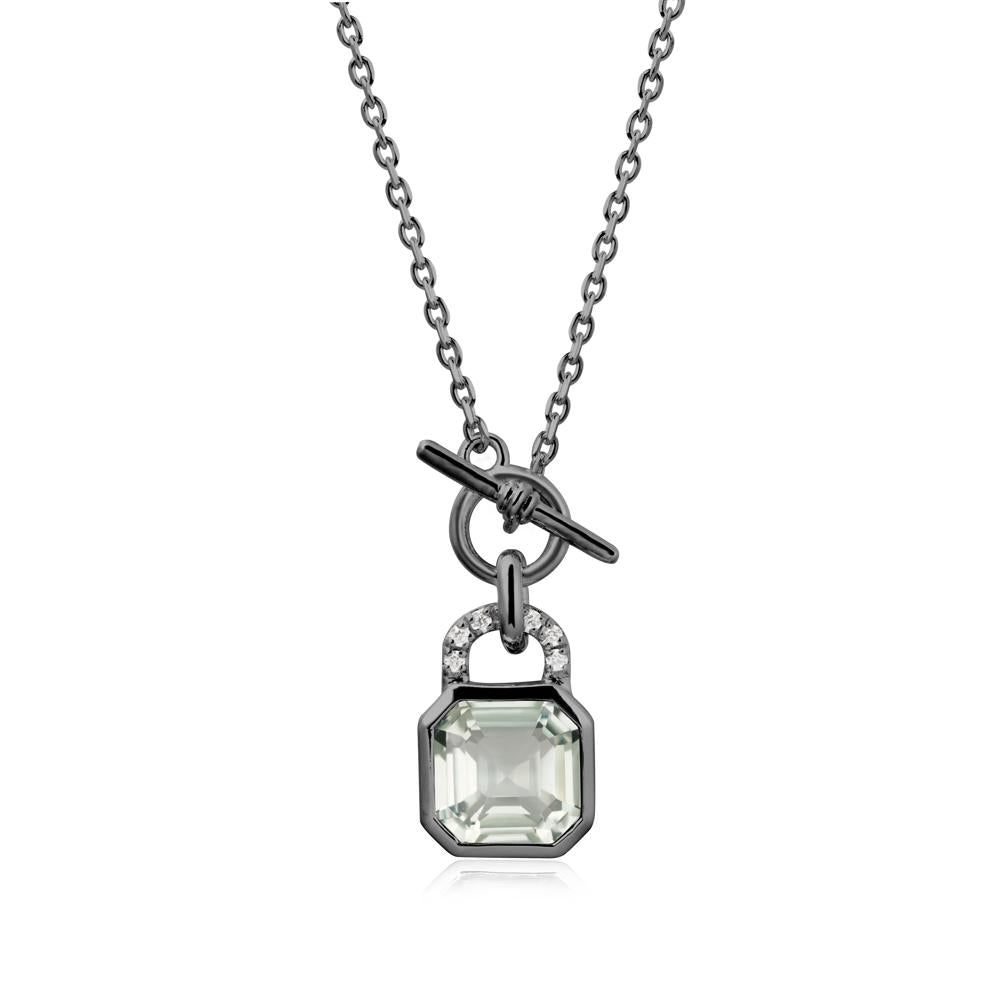 Bezel Green Amethyst Toggle Necklace - LUO Jewelry #metal_black finish sterling silver