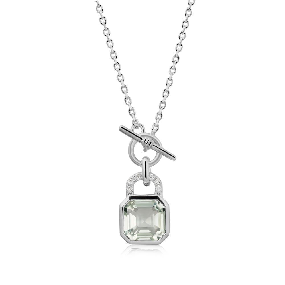 Bezel Green Amethyst Toggle Necklace - LUO Jewelry #metal_platinum