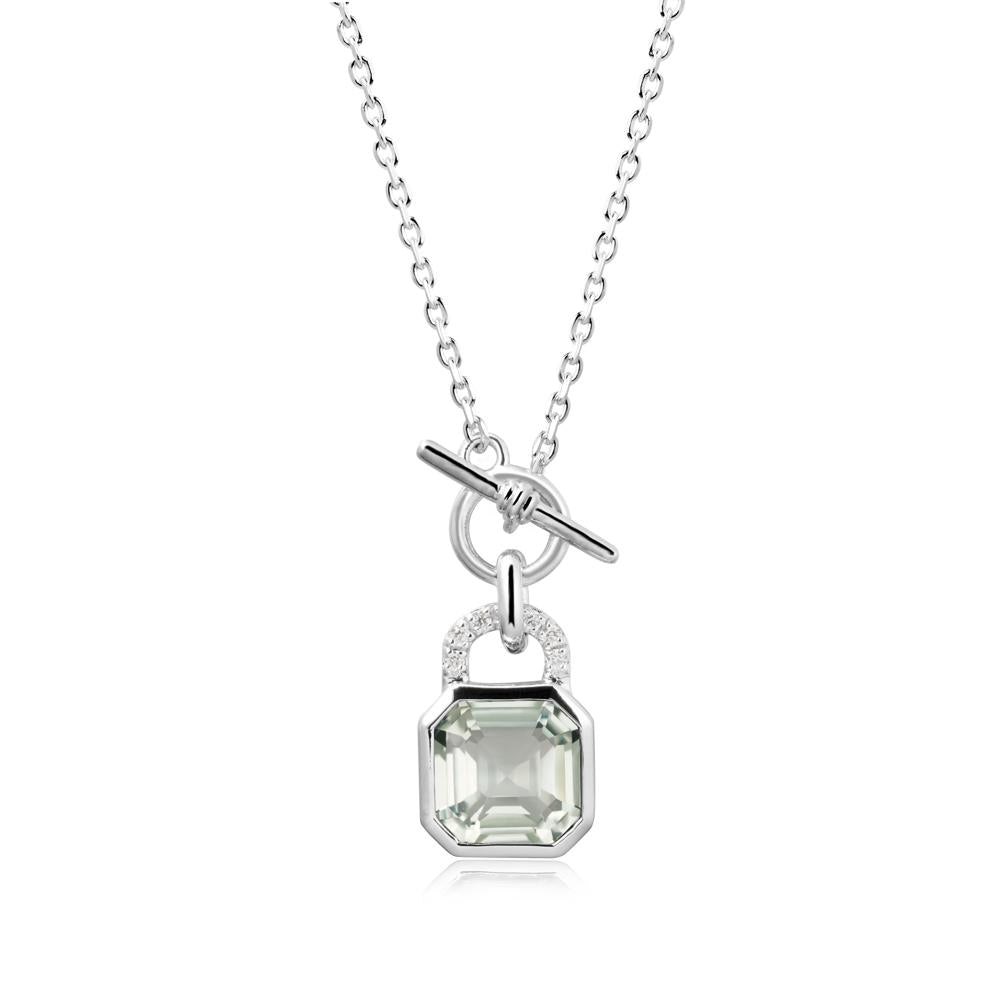 Bezel Green Amethyst Toggle Necklace - LUO Jewelry #metal_sterling silver