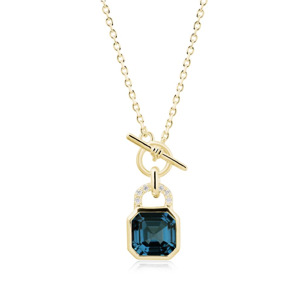 Openable Lock London Blue Topaz Pendant Necklace - LUO Jewelry #metal_18k yellow gold