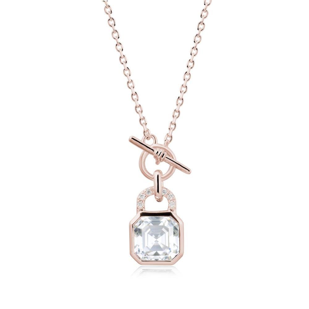 Asscher Cut Moissanite Toggle Necklace - LUO Jewelry #metal_14k rose gold