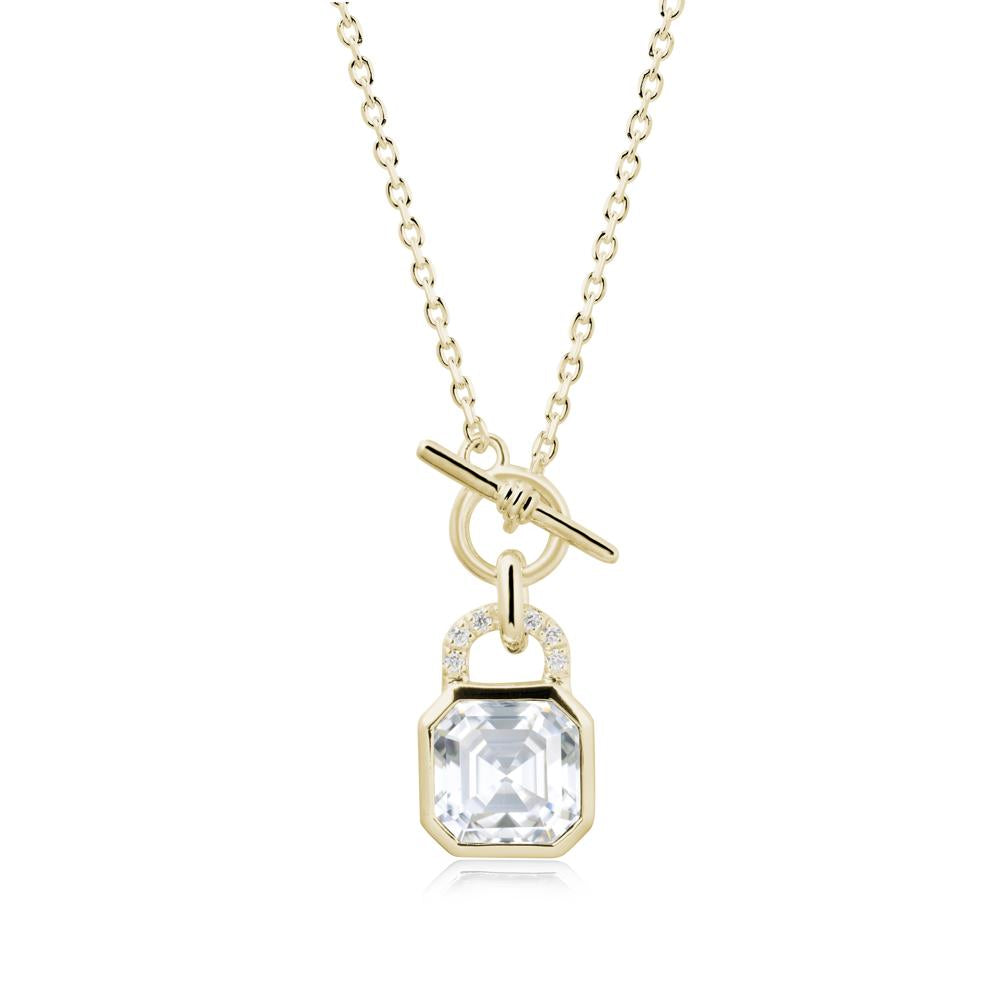 Asscher Cut Moissanite Toggle Necklace - LUO Jewelry #metal_14k yellow gold