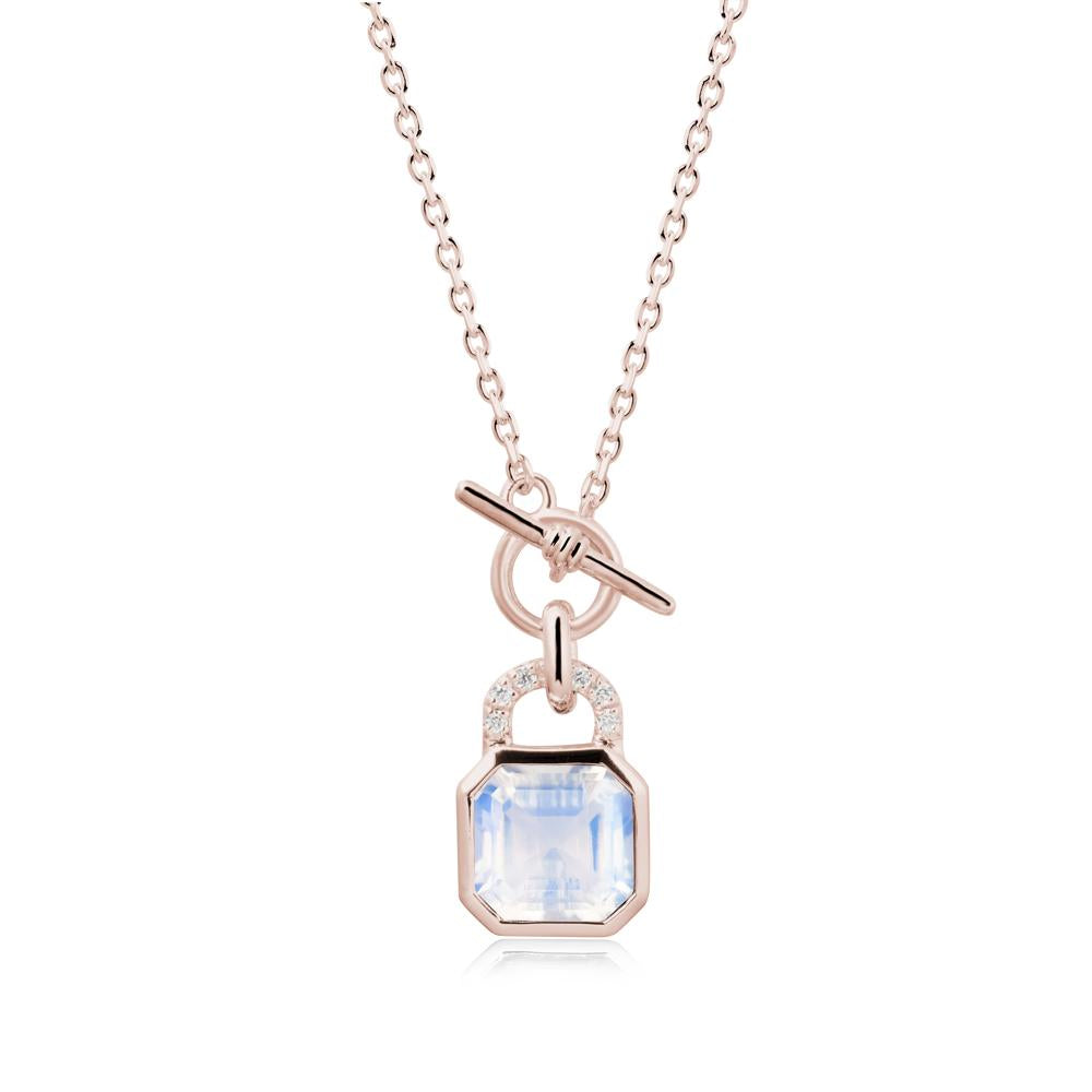 Bezel Moonstone Toggle Necklace - LUO Jewelry #metal_14k rose gold