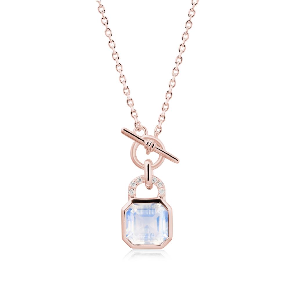 Bezel Moonstone Toggle Necklace - LUO Jewelry #metal_18k rose gold