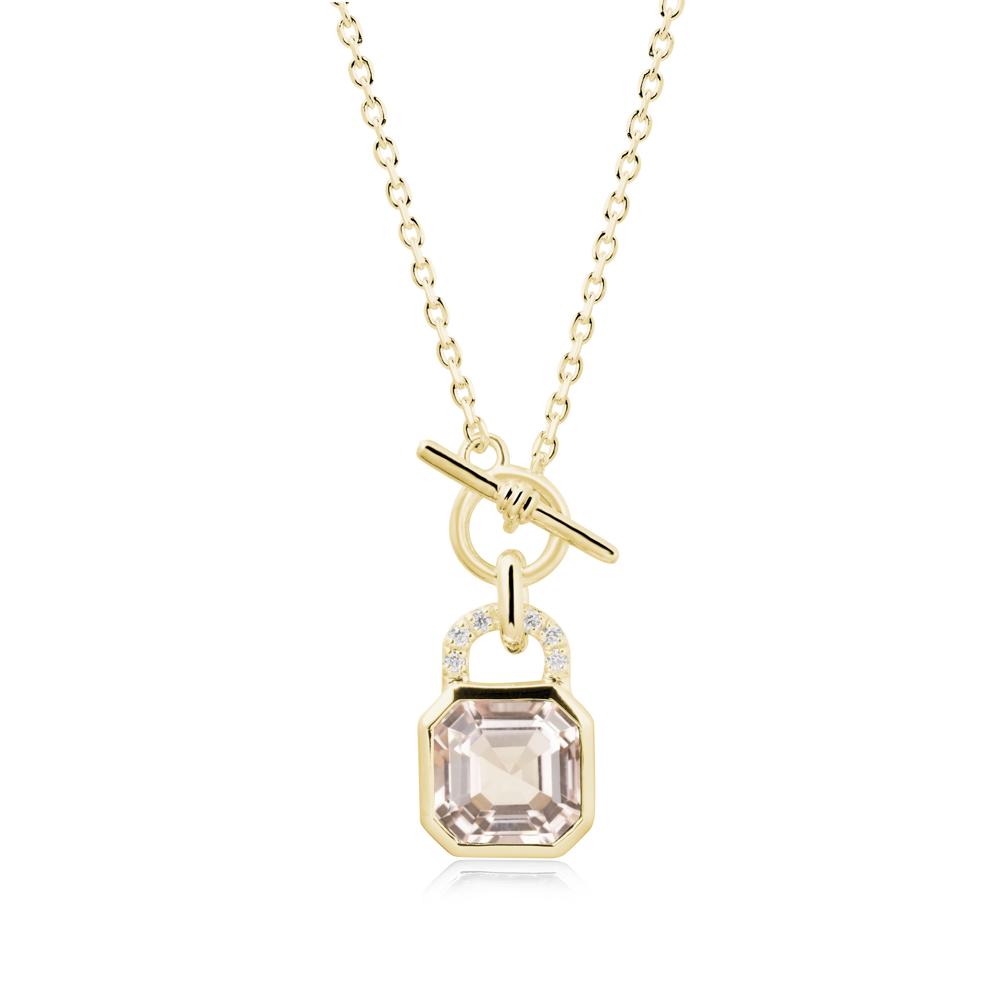 Morganite Lock Pendant Necklace with Openable Toggle - LUO Jewelry #metal_18k yellow gold