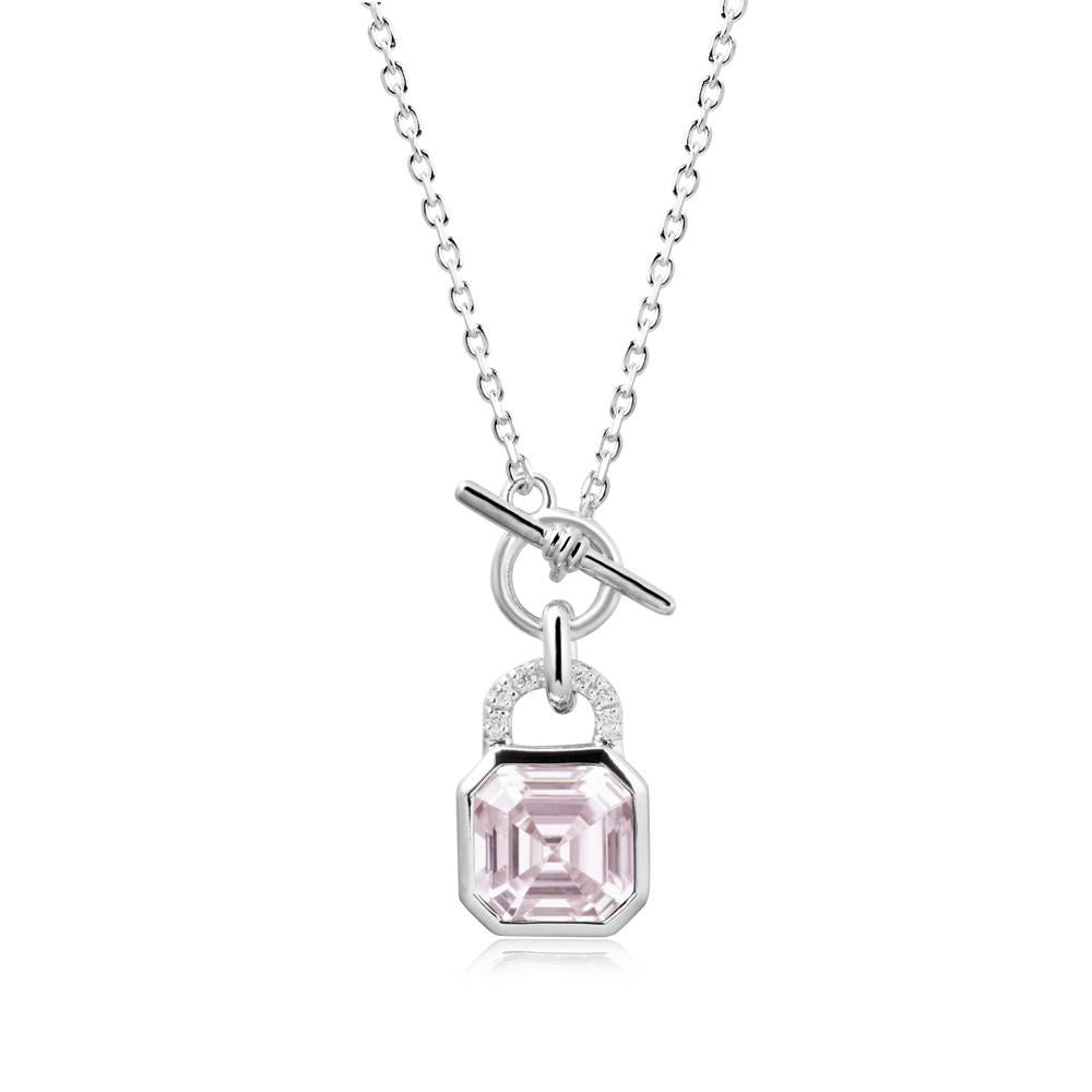 Openable Lock Pink Cubic Zirconia Pendant Necklace - LUO Jewelry #metal_18k white gold