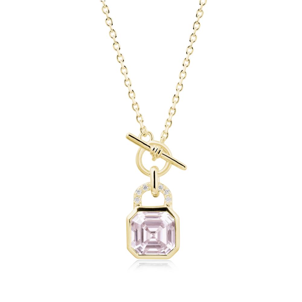Openable Lock Pink Cubic Zirconia Pendant Necklace - LUO Jewelry #metal_18k yellow gold