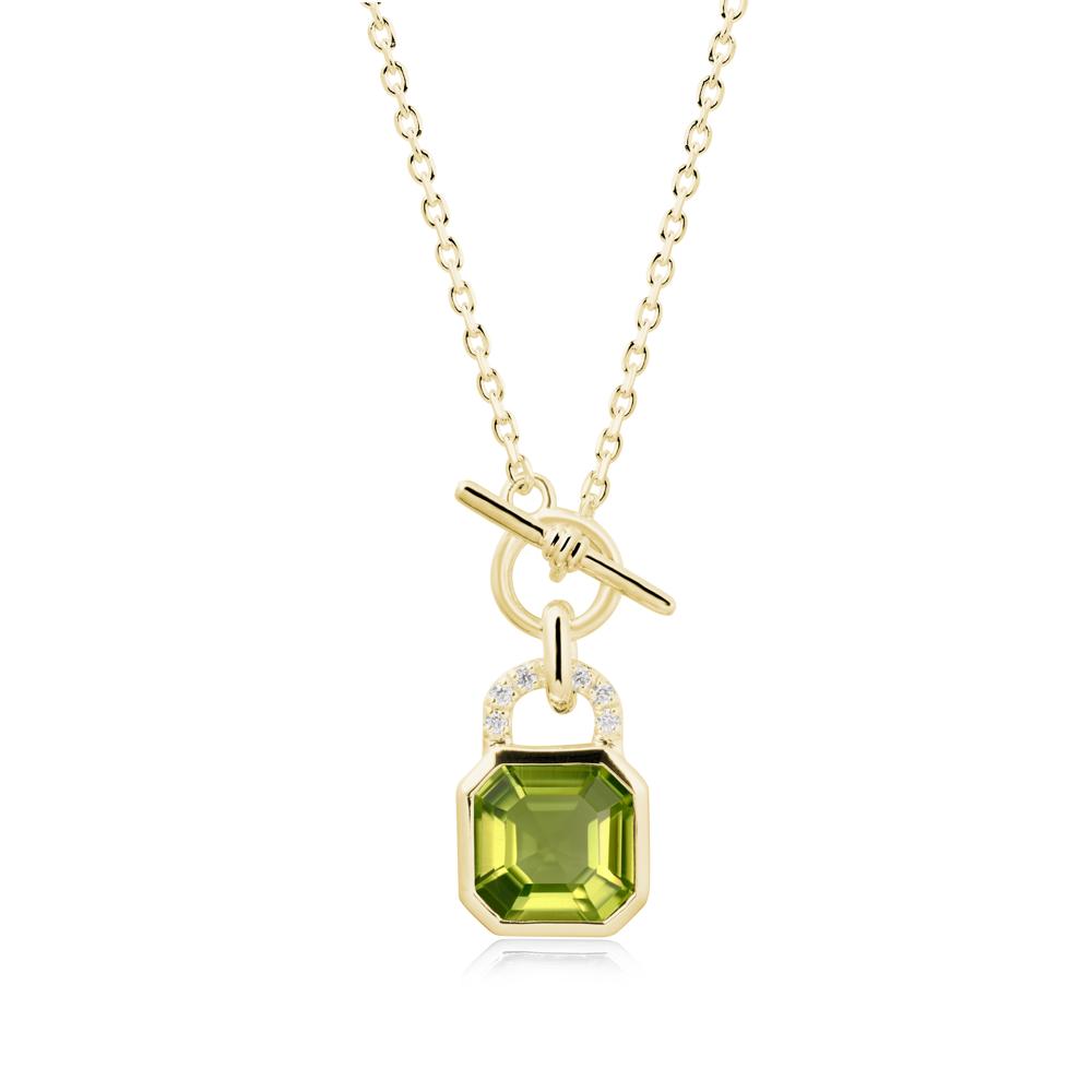 Asscher Cut Peridot Toggle Necklace - LUO Jewelry #metal_18k yellow gold