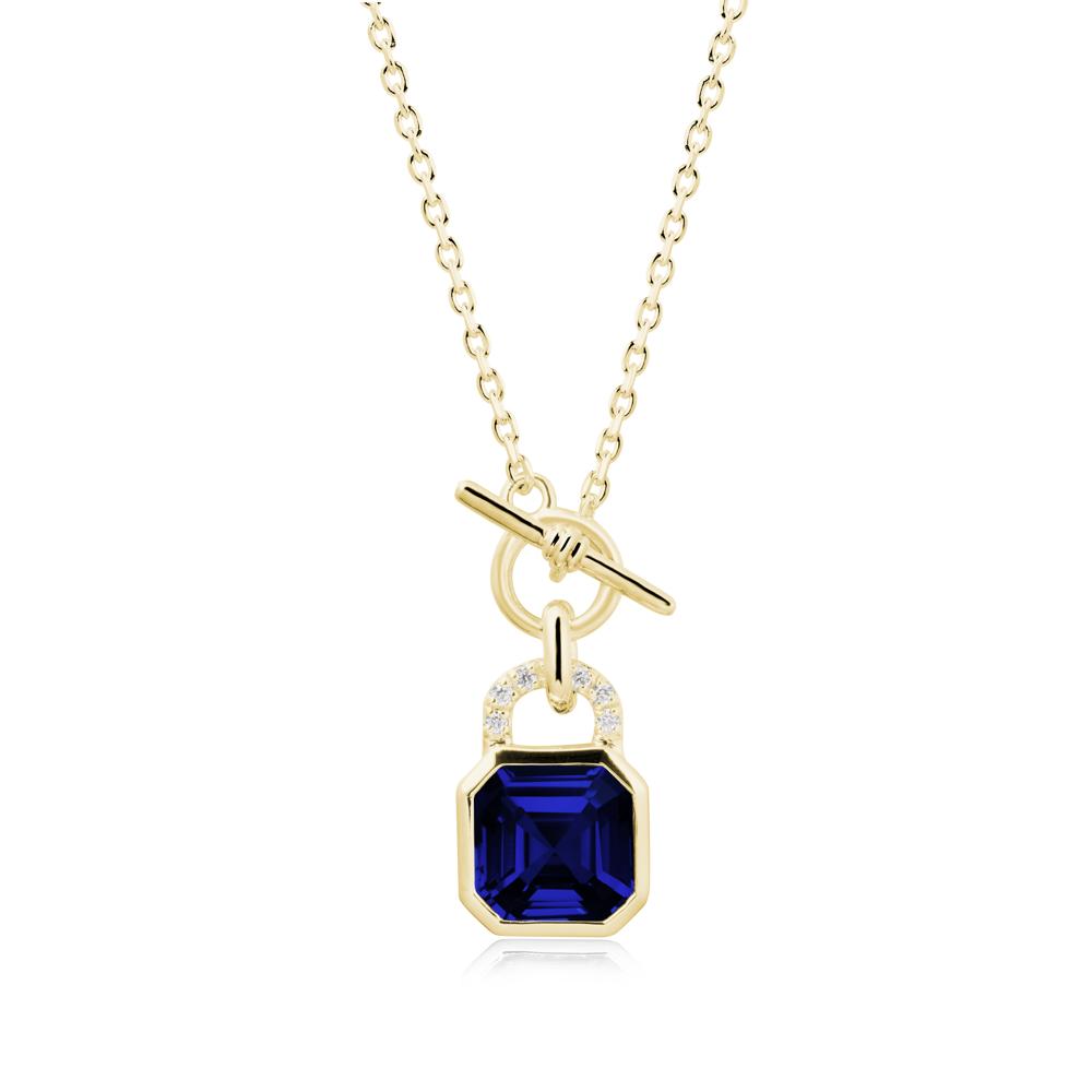 Openable Lock Sapphire Pendant Necklace - LUO Jewelry #metal_18k yellow gold