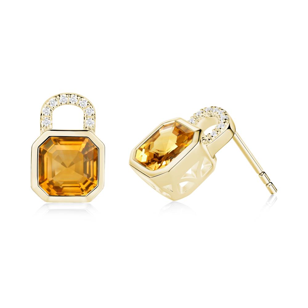 Asscher Cut Citrine Earrings - LUO Jewelry #metal_18k yellow gold