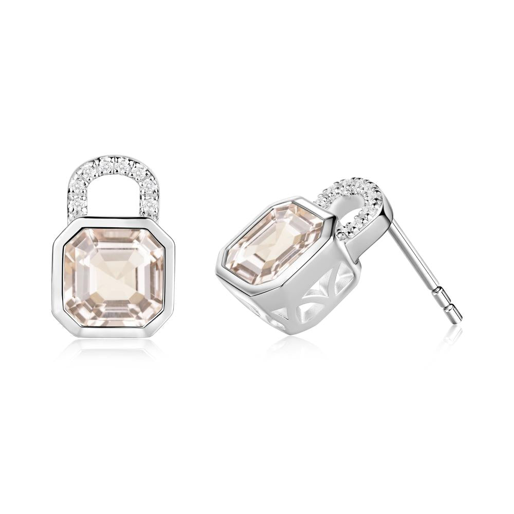 Asscher Cut Morganite Earrings - LUO Jewelry #metal_sterling silver