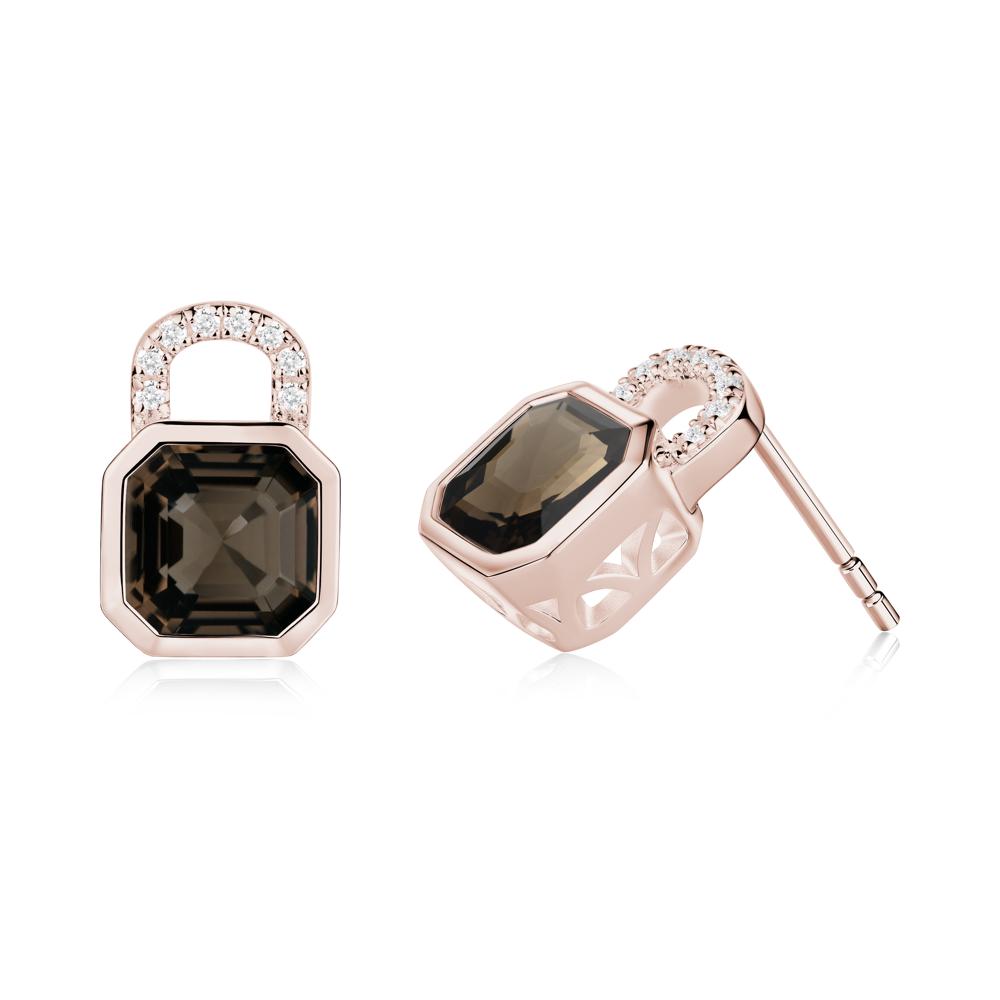 Asscher Cut Smoky Quartz Earrings - LUO Jewelry #metal_14k rose gold