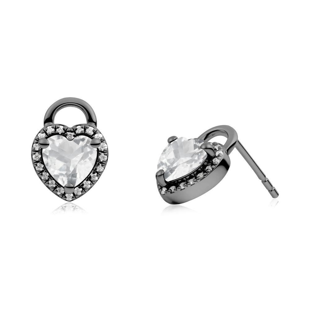 Heart Shaped White Topaz Halo Stud Earrings - LUO Jewelry #metal_black finish sterling silver