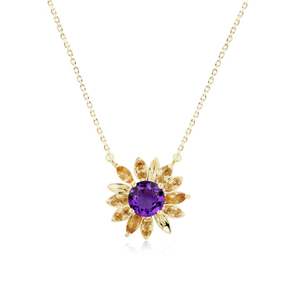 Sunflower Inspired Amethyst and Citrine Necklace - LUO Jewelry #metal_18k yellow gold