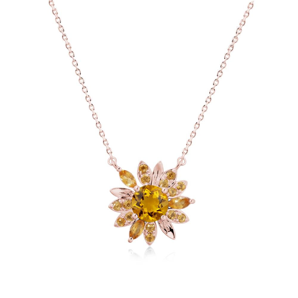 Citrine Sunflower Pendant Necklace - LUO Jewelry #metal_18k rose gold