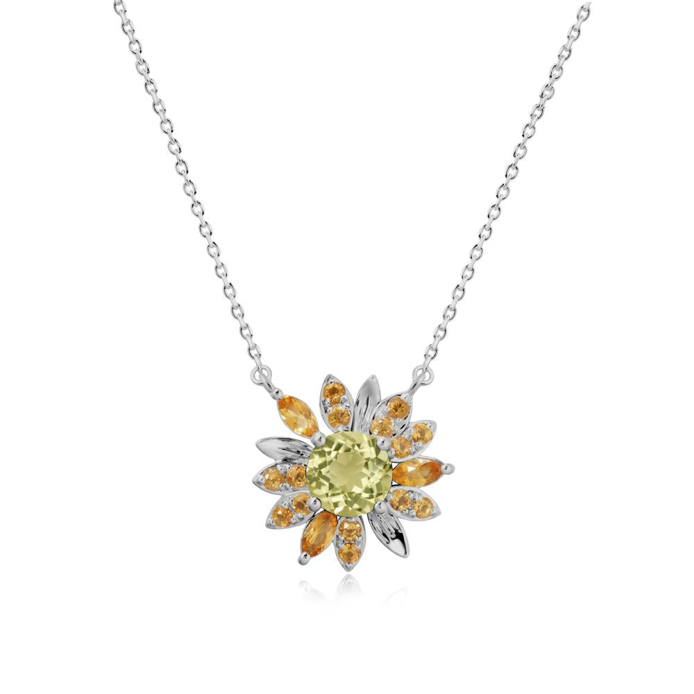 Sunflower Inspired Lemon Quartz and Citrine Necklace - LUO Jewelry #metal_platinum