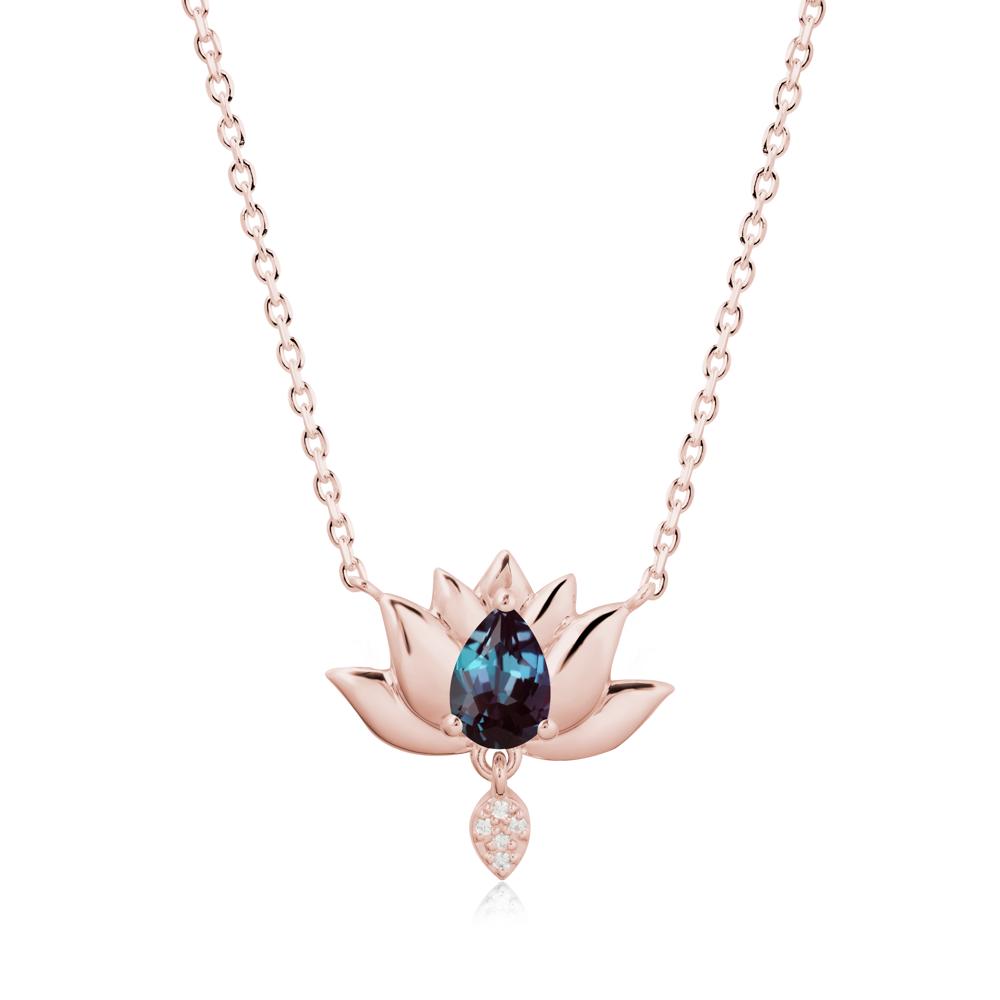 Tear Shaped Alexandrite Lotus Necklace - LUO Jewelry #metal_18k rose gold