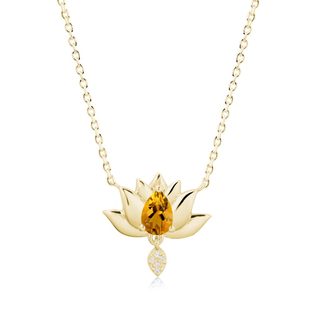 Pear Shaped Citrine Lotus Flower Pendant - LUO Jewelry #metal_18k yellow gold